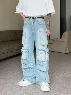 Multi-pocket Loose Denim Pants