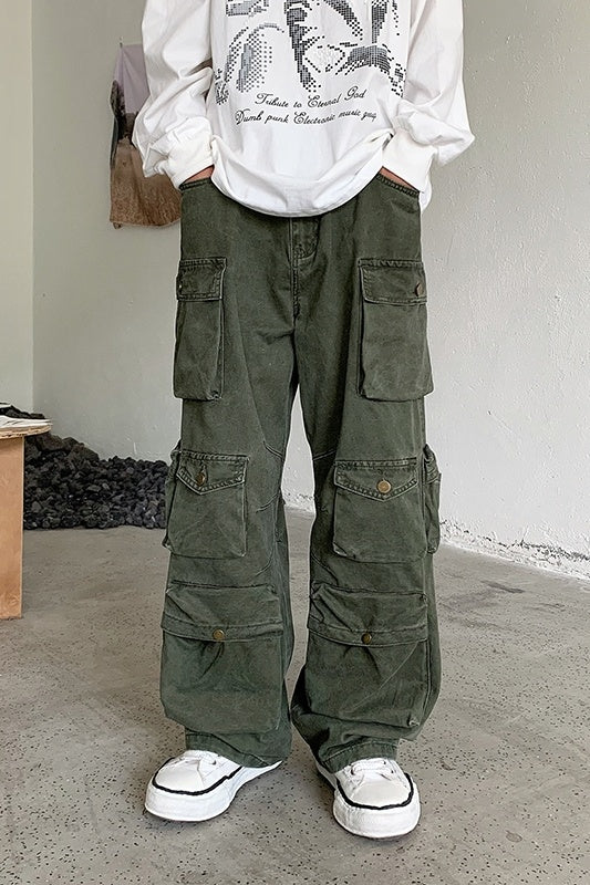 Multi-pocket Wide Leg Pants