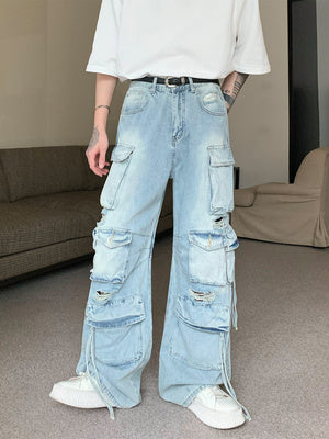 Multi-pocket Loose Denim Pants