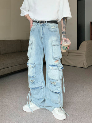 Multi-pocket Loose Denim Pants